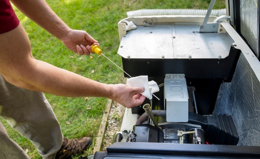 Whole-home generator being installed.