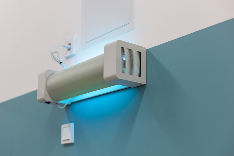 wall mounted uv sterilization lamp emitting blue